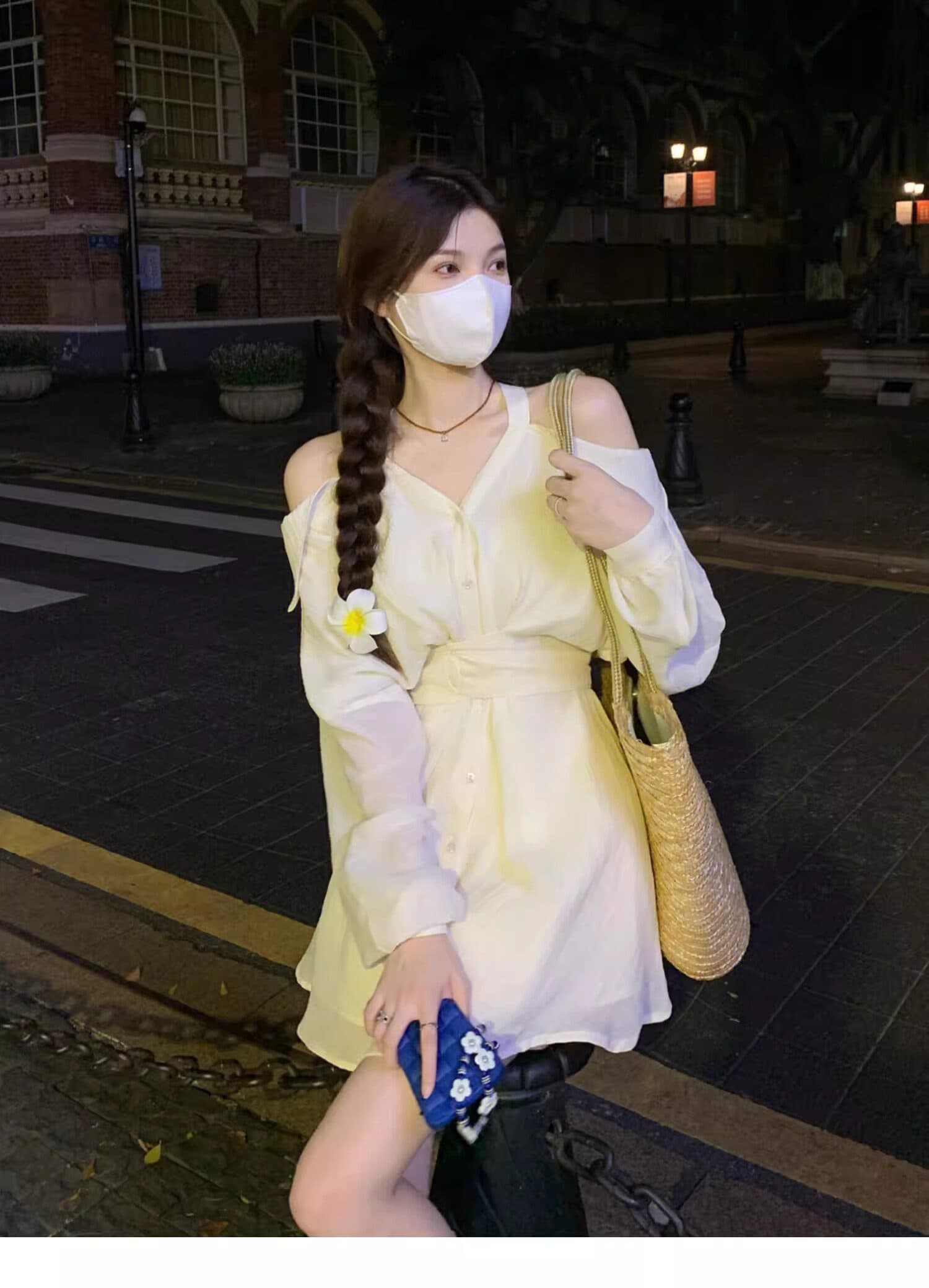 가을 의상 새로운 2026 예술 오프숄더 프랑스식 분위기 센스 주름 고급 센스 가을 센스 슬림해 보이는 연령 감소 여성 드레스 상세 이미지 15