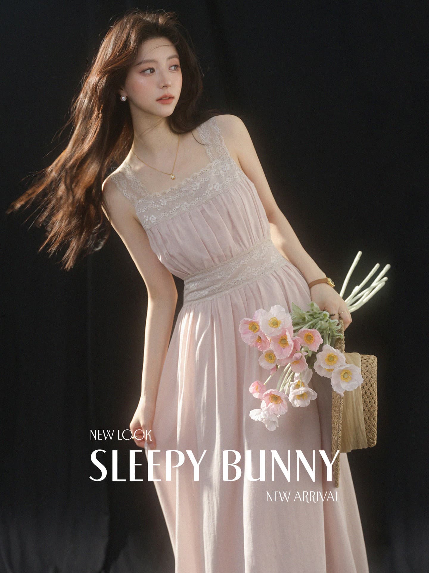 sleepybunny 핑크색 광장 칼라 레이스 슬립 여성 드레스 여름 프랑스식 작은 키 허리 수축 한 마디 롱 스커트 상세 이미지 37