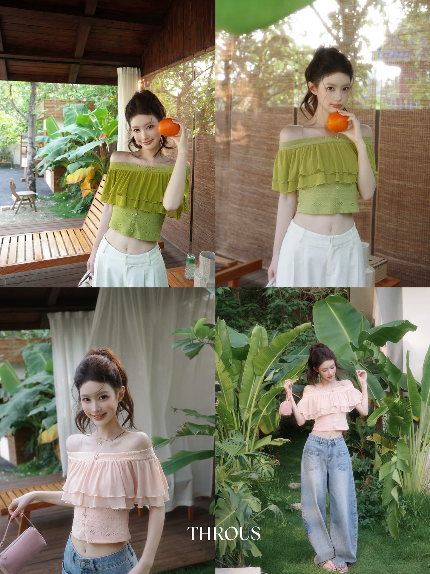 감사합니다. 아니요 고기 프릴 오프숄더 쇼트 스타일 티셔츠 여성 여름 캐주얼 바람 계층의 감각 디자인 센스 몸매 가꾸기 맨위 상세 이미지 42