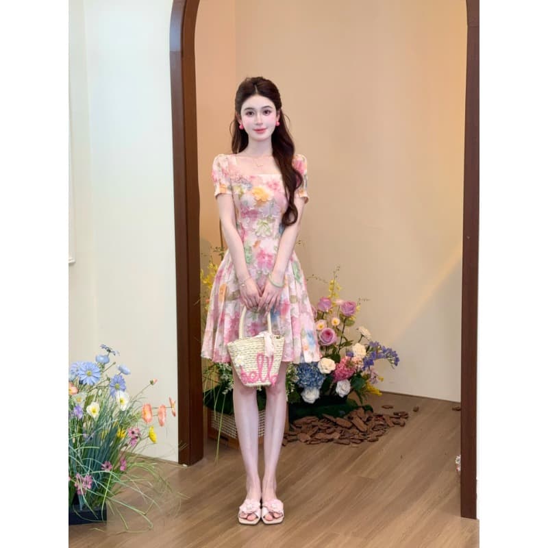 lili 리 리 가족 장미 꽃의 계절 프랑스식 휴가 바람 꽃 큰 진자 여성 드레스 핑크색 아름다운 롱 스커트 상세 이미지 7