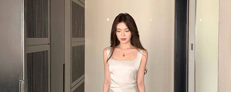 그러나 너 butyou 화이트 새틴 슬립 여성 드레스 여름 인어 꼬리 롱 코트 참여 모임 연회 작은 드레스 상세 이미지 22