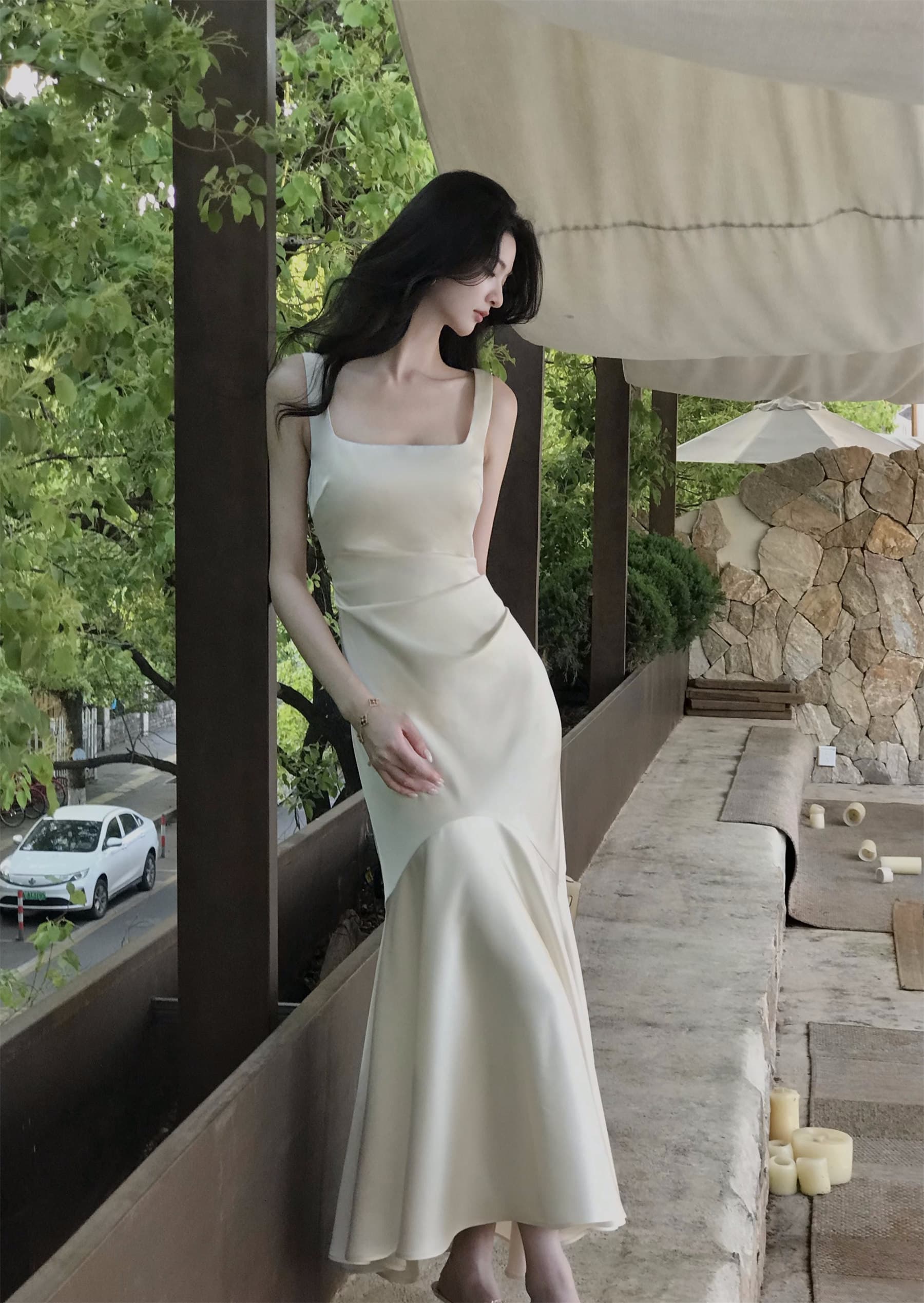 하나부터 순간 무한한 빛 럭셔리 우아함 화이트 행침 벨트 측면 칼라 여성 드레스 여름 라이센스 졸업 생일 치마 상세 이미지 23