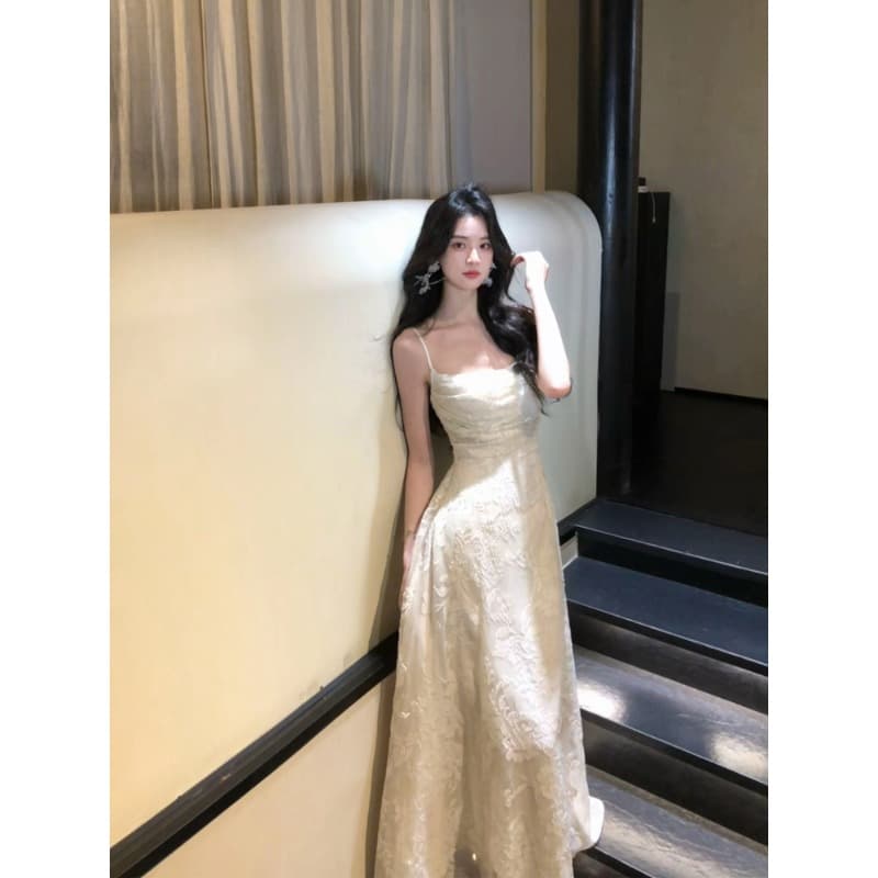 하나부터 순간 가을 수영장 늦게 棠 3 차원 꽃무늬 광장 칼라 슬립 드레스 허리 수축 슬림해 보이는 둘 색상 선택 사항 요정 치마 이미지 5