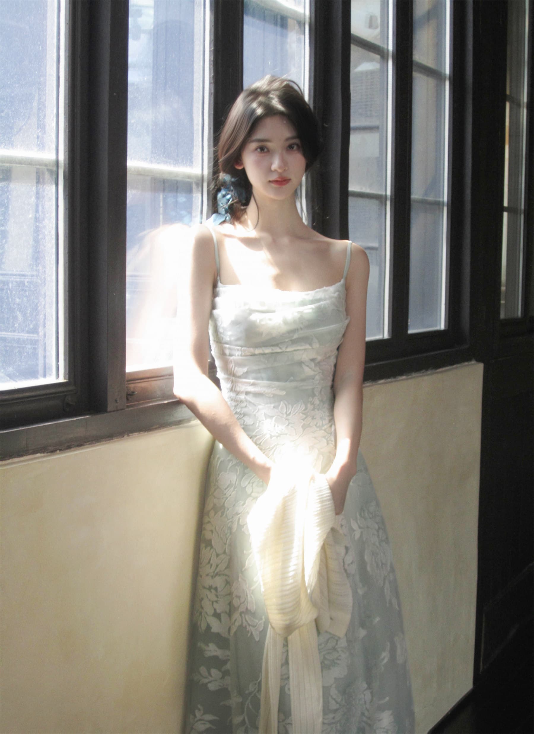 하나부터 순간 가을 수영장 늦게 棠 3 차원 꽃무늬 광장 칼라 슬립 드레스 허리 수축 슬림해 보이는 둘 색상 선택 사항 요정 치마 상세 이미지 31