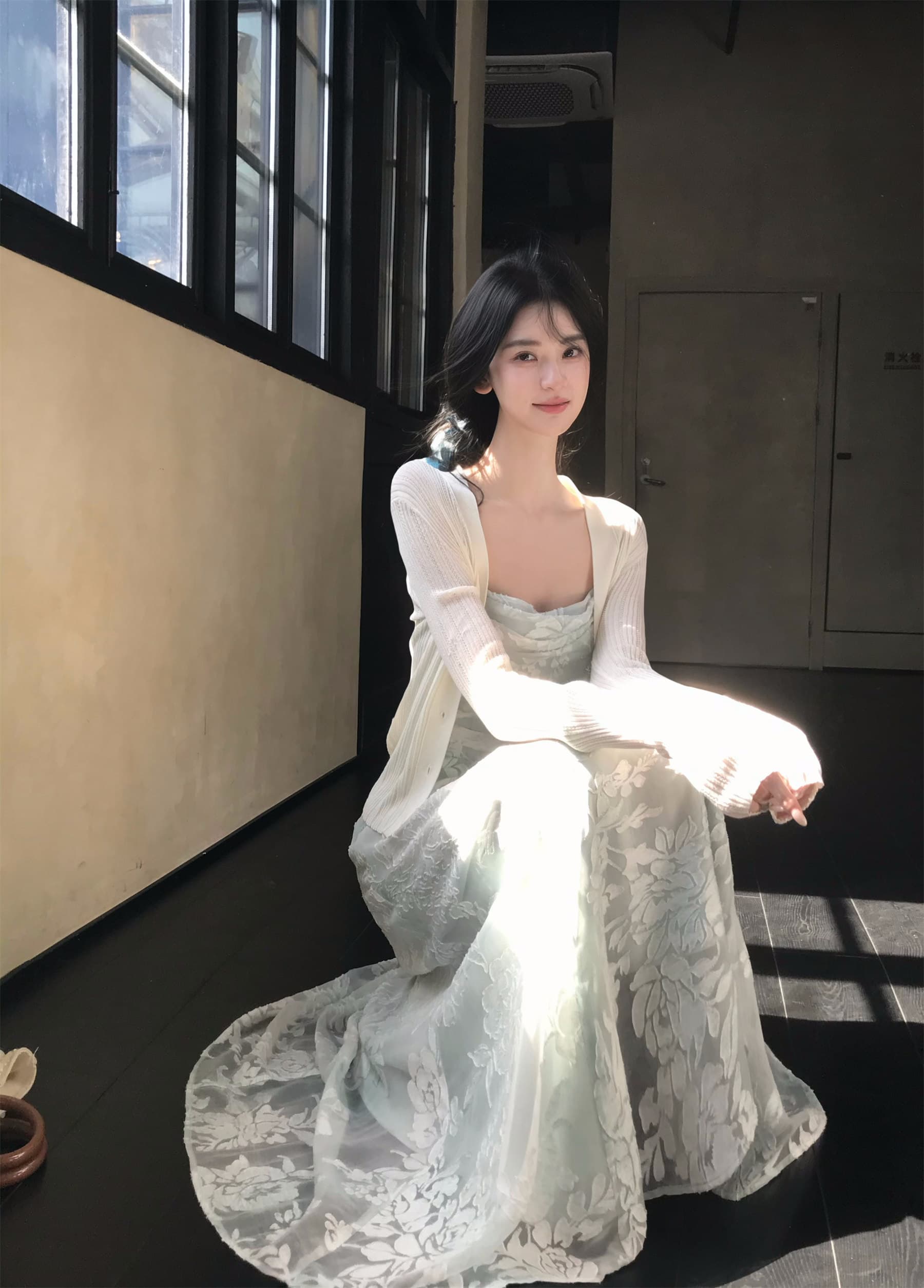 하나부터 순간 가을 수영장 늦게 棠 3 차원 꽃무늬 광장 칼라 슬립 드레스 허리 수축 슬림해 보이는 둘 색상 선택 사항 요정 치마 상세 이미지 42