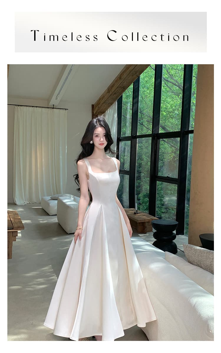 하나부터 순간 작성자 빛 프랑스식 광장 칼라 질감 드레스 부드러운 품격 몸매 가꾸기 슬림해 보이는 한 마디 빅 플레어 스커트 상세 이미지 9