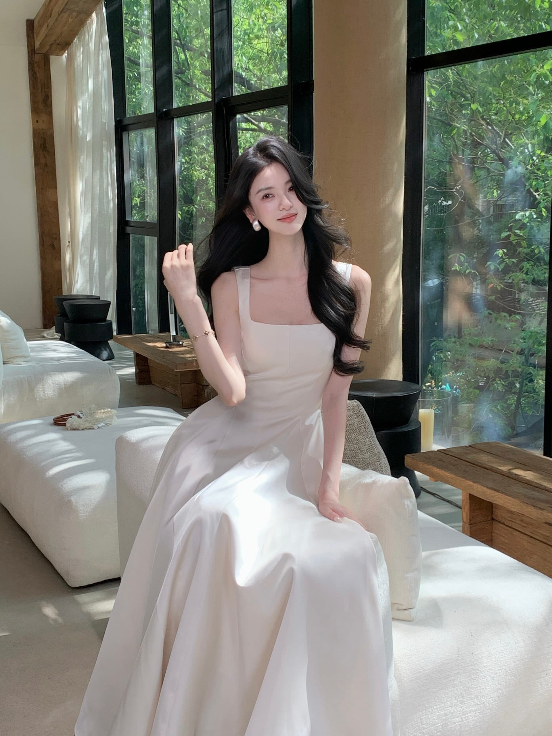 하나부터 순간 작성자 빛 프랑스식 광장 칼라 질감 드레스 부드러운 품격 몸매 가꾸기 슬림해 보이는 한 마디 빅 플레어 스커트 상세 이미지 35