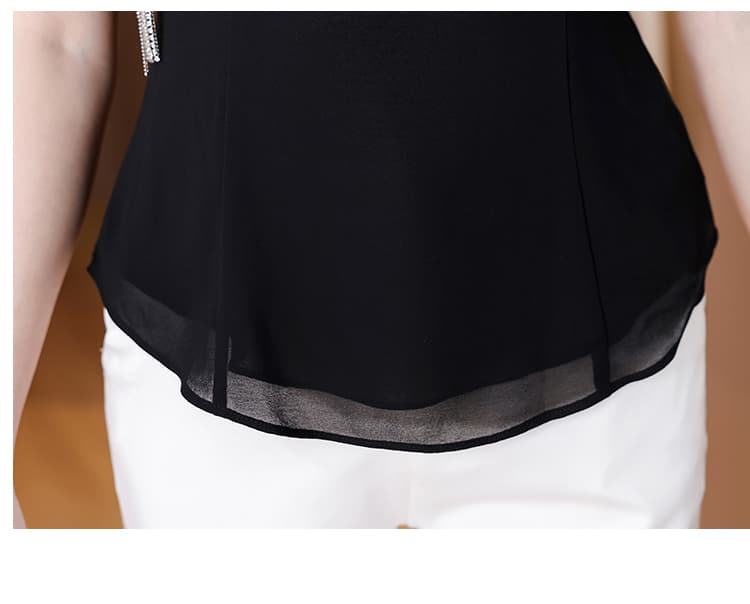 디자인 센스 시폰 셔츠 여성 비스듬한 칼라 한 단어 오프숄더 맨위 패션 티셔츠 루즈핏 박쥐 반팔 2026 여름 상세 이미지 18