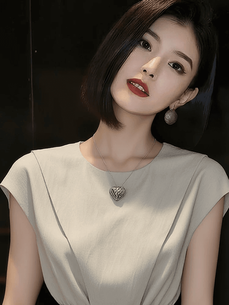 불규칙 날다 소매 고유 한 반팔 셔츠 2026 여름 새로운 여성 의류 슈퍼 잘 생긴 살구 색상 레트로 맨위 셔츠 상세 이미지 4