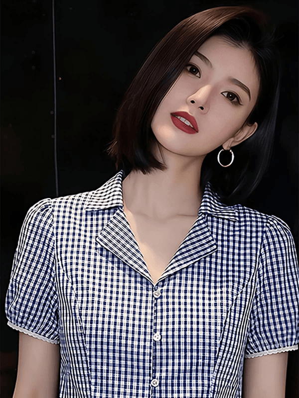 익스트림 제인 바람 폴로 칼라 품격 다용도 체크무늬 반팔 여성 셔츠 2026 여름 새로운 올해 인기 폭발 맨위 상세 이미지 4