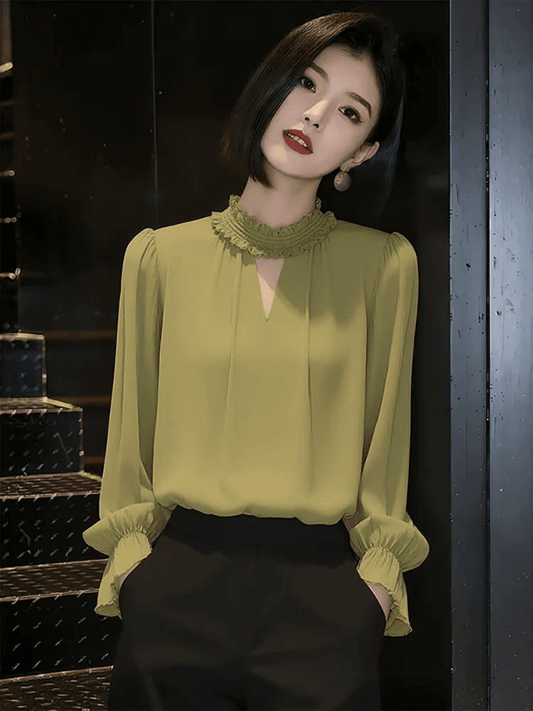 외국 가스 연령 감소 빛 럭셔리 여성 셔츠 이른 가을 2026 년 새로운 고유 한 다용도 작은 셔츠 패션 작은 대중 캐주얼 셔츠 이미지 3