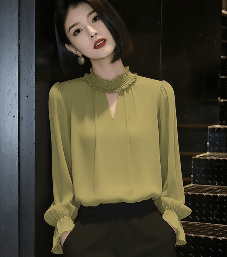 외국 가스 연령 감소 빛 럭셔리 여성 셔츠 이른 가을 2026 년 새로운 고유 한 다용도 작은 셔츠 패션 작은 대중 캐주얼 셔츠 상세 이미지 3