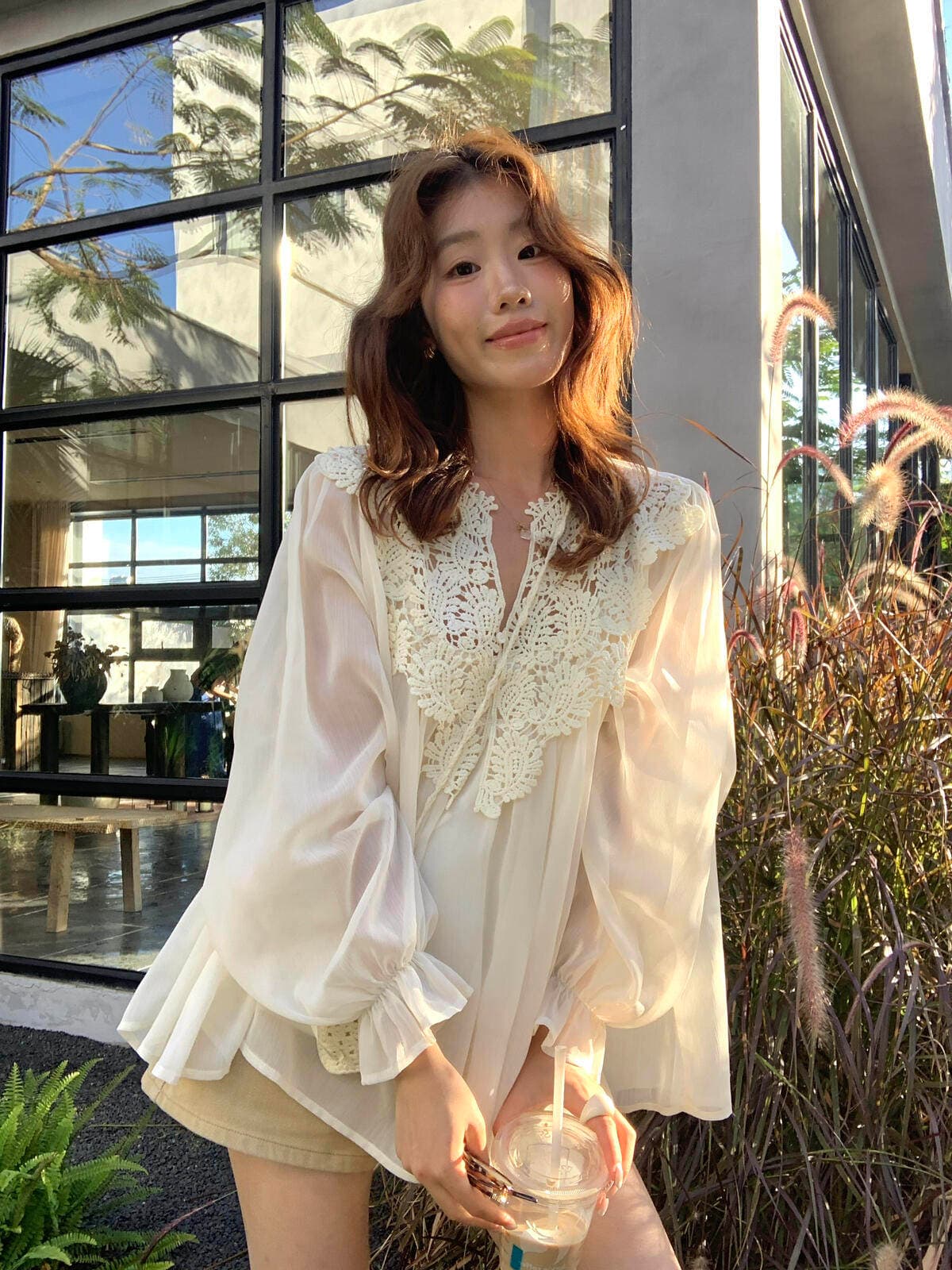 정가 감소되지 않음 열세 개 여성 의류 프랑스식 V넥 레이스 레이스 인형 셔츠 캐미솔 투피스 슈트 상세 이미지 2