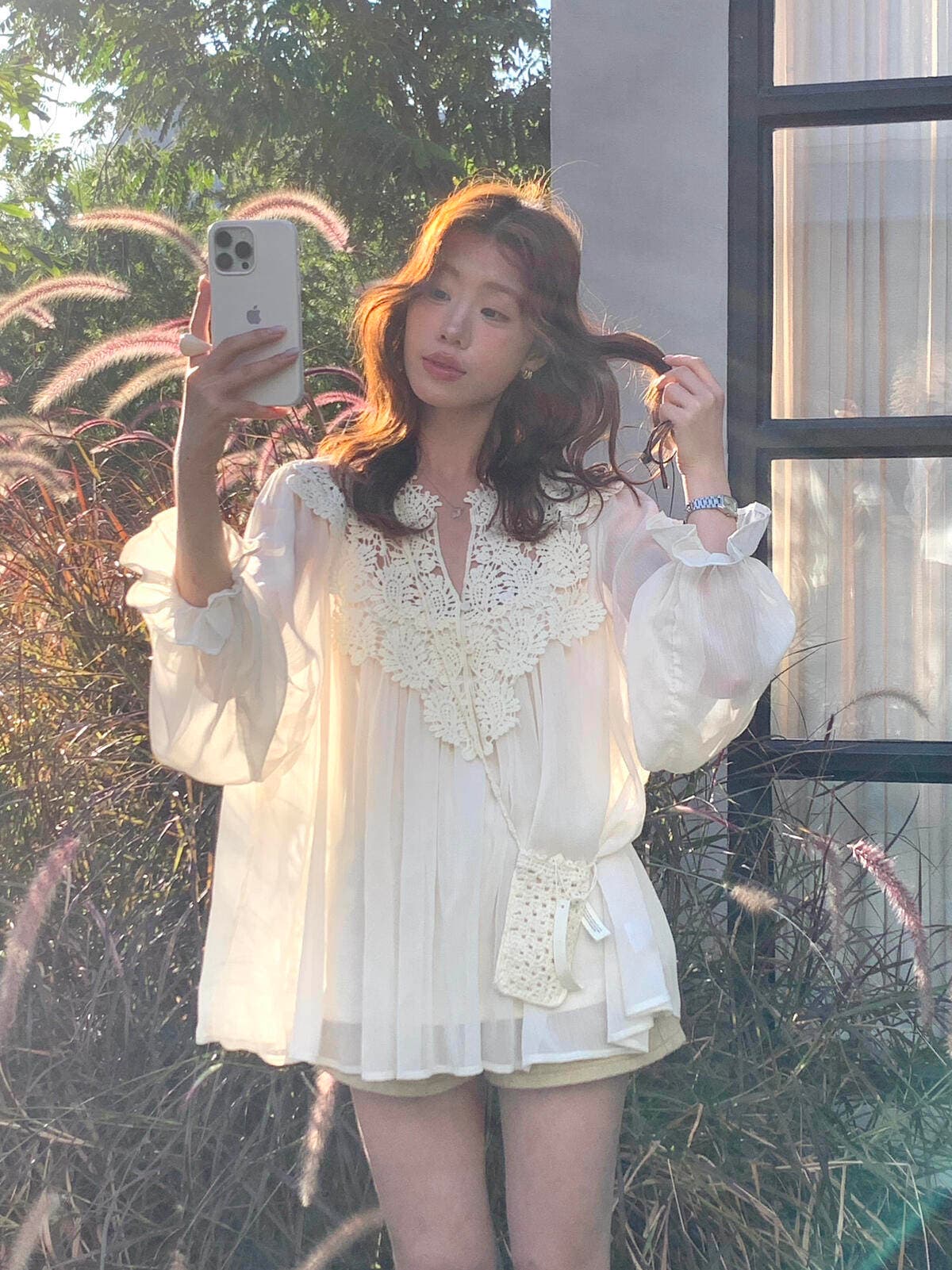정가 감소되지 않음 열세 개 여성 의류 프랑스식 V넥 레이스 레이스 인형 셔츠 캐미솔 투피스 슈트 상세 이미지 14