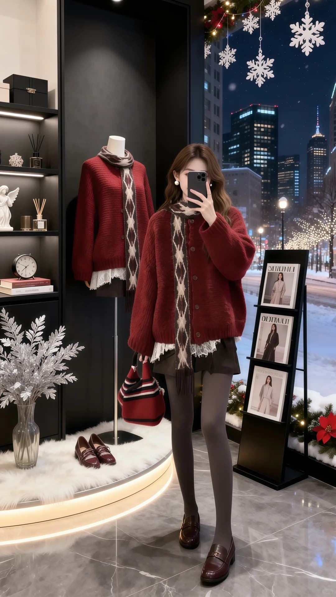 한 부서 부드러운 찹쌀 레트로 두꺼운 신년 빨간색 스웨터 오픈 가디건 여성 겨울 루즈핏 슬림해 보이는 싱글 줄 버튼 니트 재킷 상세 이미지 1