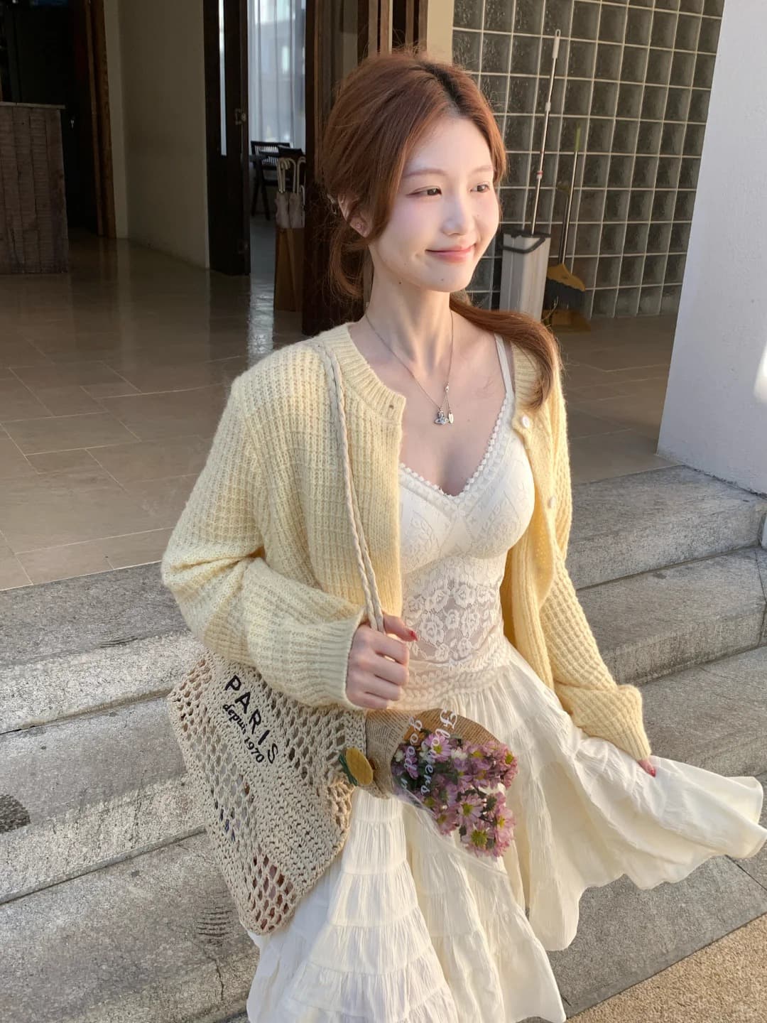 프랑스식 느긋한 바람 황색 니트 오픈 가디건 여성 봄 새로운 부드러운 바람 외국 가스 루즈핏 고유 한 아름다운 스웨터 트렌디 상세 이미지 8