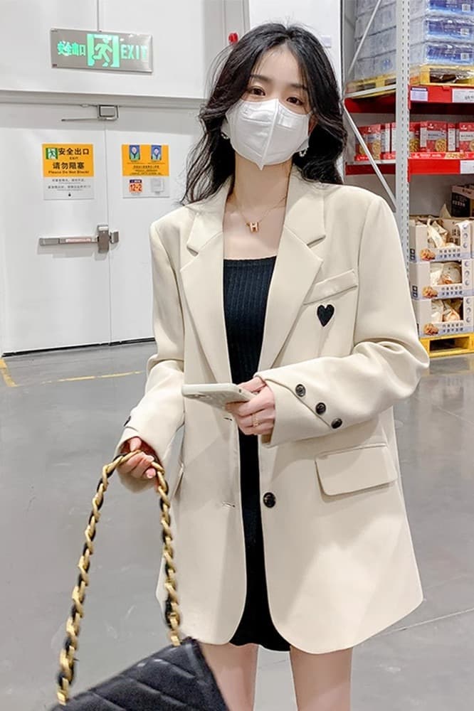 원본 것 정장 여성 코트 작은 키 봄 새로운 고급 센스 튀김 거리 캐주얼 하트 막대기 표준 정장 이미지 7