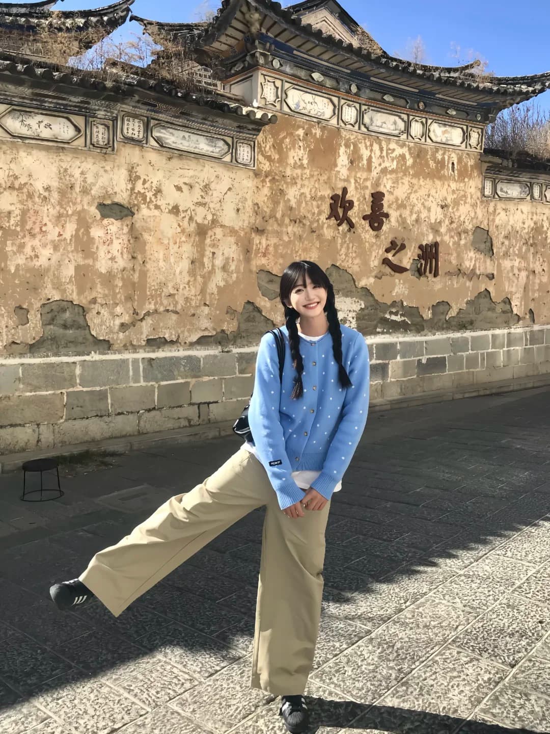 도트 무늬 파란색 오픈 가디건 스웨터 여성 코트 봄 가을 프랑스식 레트로 느긋한 바람 고급 센스 맨위 루즈핏 다용도 상세 이미지 25