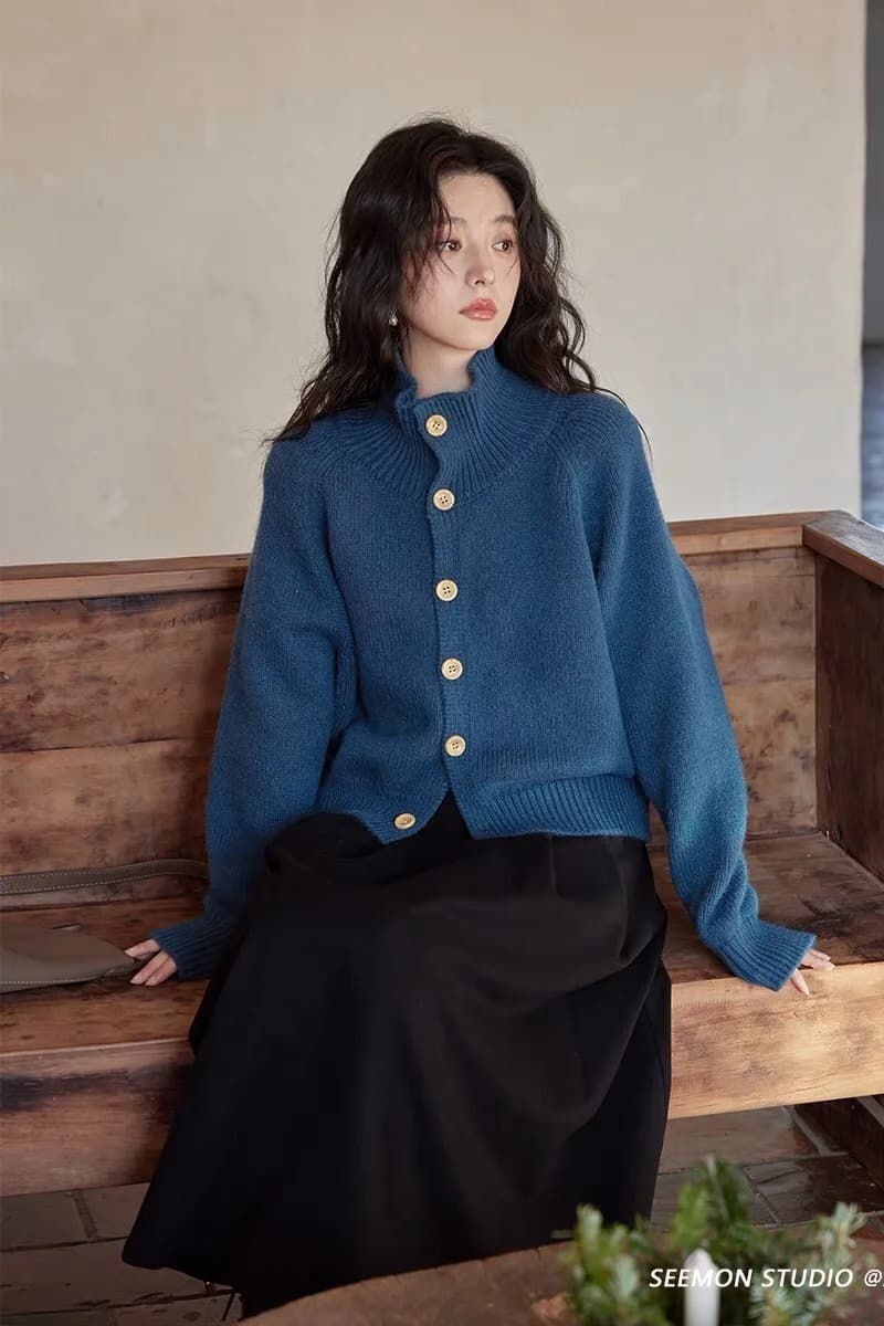 분위기 센스 봄날 도파민 루즈핏 니트 오픈 가디건 여성 두꺼운 느긋한 바람 부드러운 찹쌀 스웨터 여성 코트 이미지 6