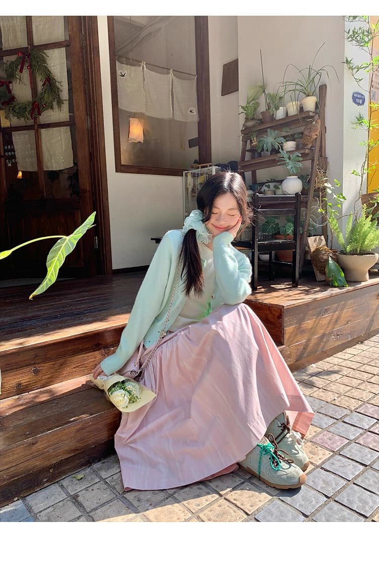 물 녹색 쇼트 스타일 니트 오픈 가디건 여성 봄 새로운 한 부서 착용 가져 가라. 부드러운 찹쌀 자이언트 잘 생긴 스웨터 코트 상세 이미지 14