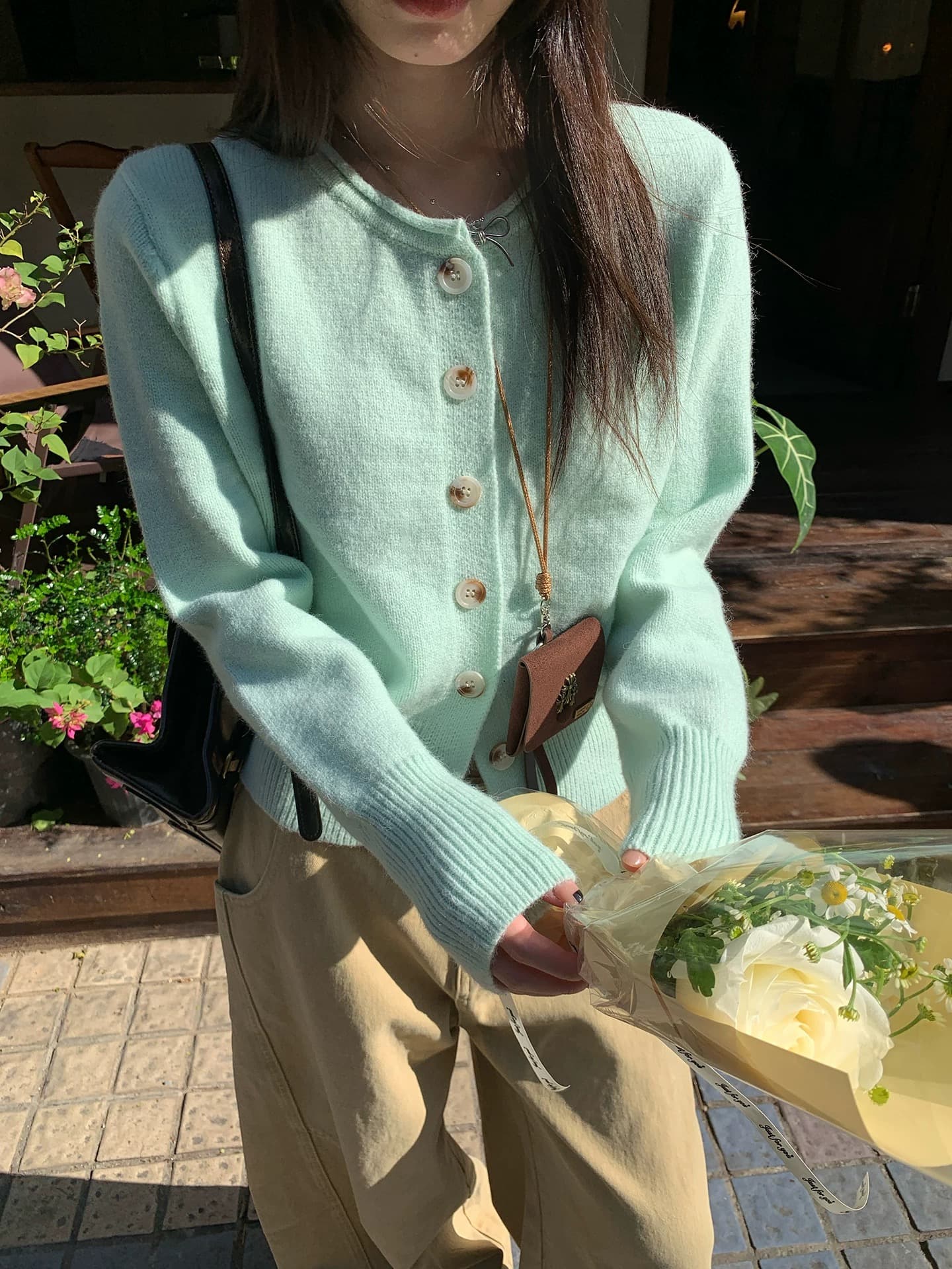 물 녹색 쇼트 스타일 니트 오픈 가디건 여성 봄 새로운 한 부서 착용 가져 가라. 부드러운 찹쌀 자이언트 잘 생긴 스웨터 코트 상세 이미지 16