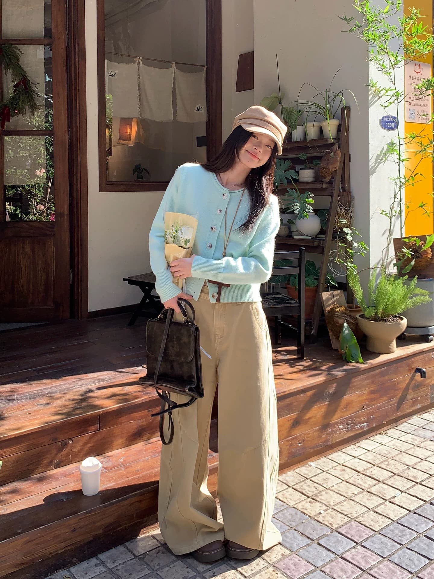 물 녹색 쇼트 스타일 니트 오픈 가디건 여성 봄 새로운 한 부서 착용 가져 가라. 부드러운 찹쌀 자이언트 잘 생긴 스웨터 코트 상세 이미지 17
