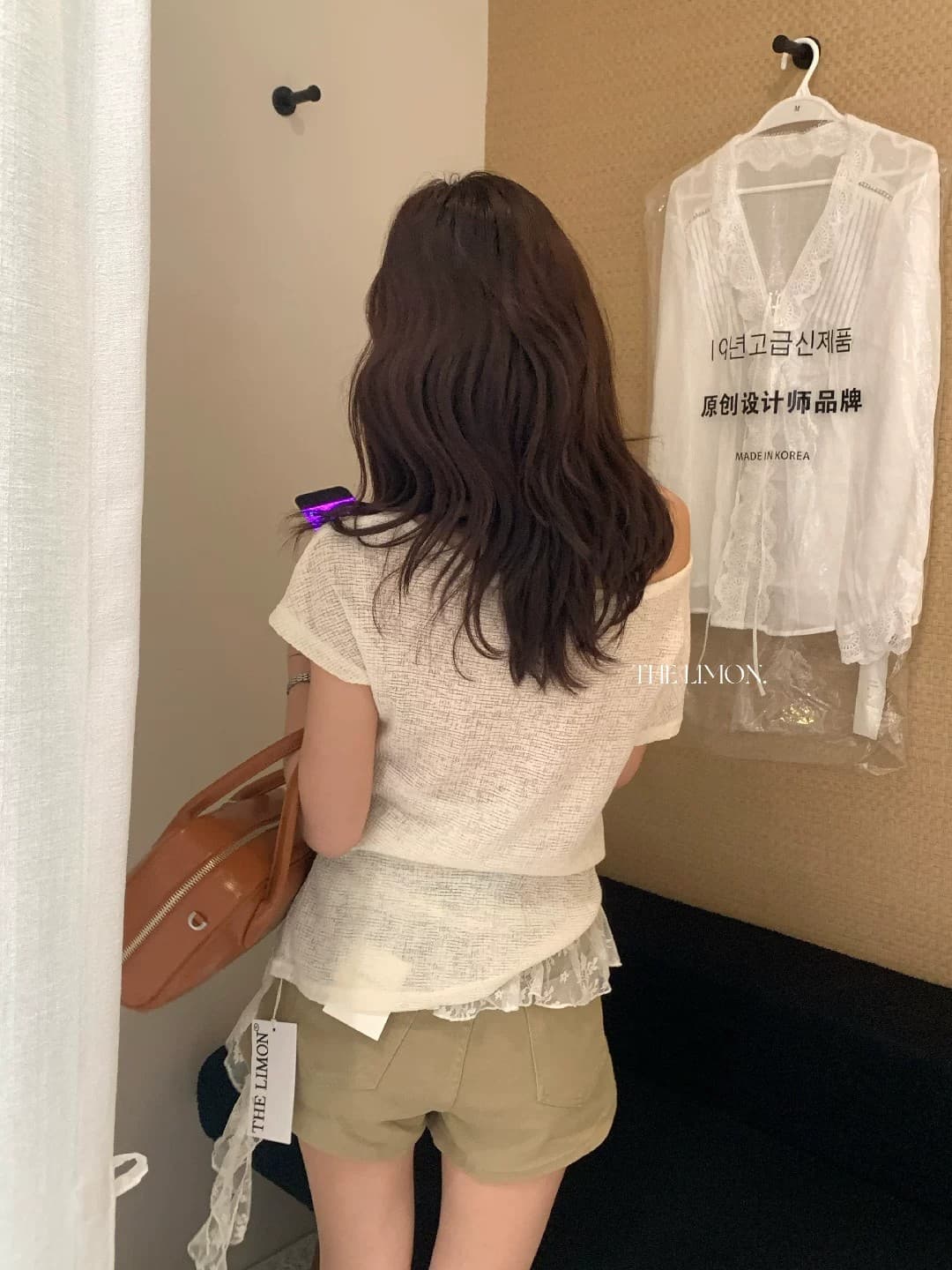 원본 원단 자외선 차단 블라우스 여성 여름 반팔 티셔츠 오프숄더 비스듬한 어깨 의류 행침 목 인사이드 가져 가라. 투피스 세트 상세 이미지 1