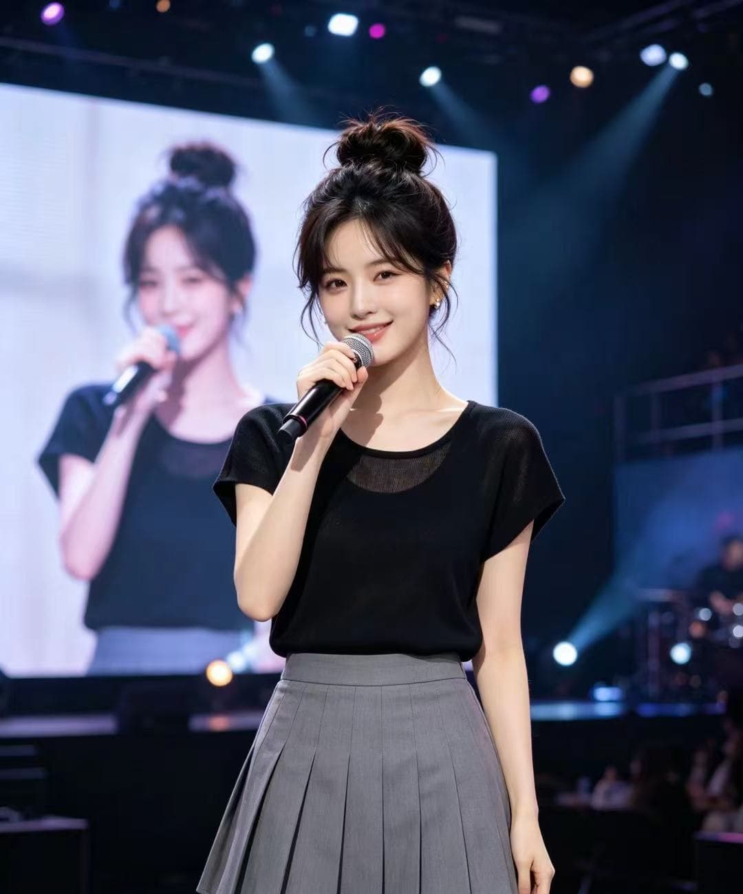 여름 한국 스타일 새로운 단색 미니멀리즘 u 칼라 니트 스웨터 Feifei 소매 몸매 가꾸기 니트 스웨터 다용도 맨위 여성 상세 이미지 2