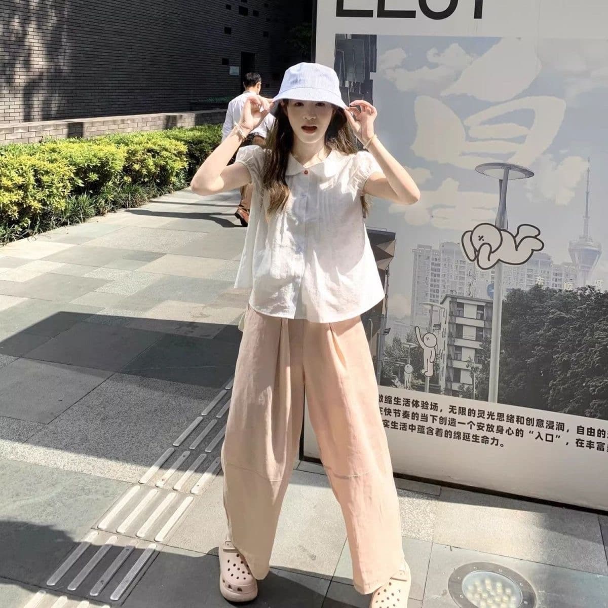 어둠 수직 기사 질감 센스 원 바오 칼라 화이트 여성 셔츠 여름 얇은 스타일 순면 반팔 맨위 상세 이미지 8