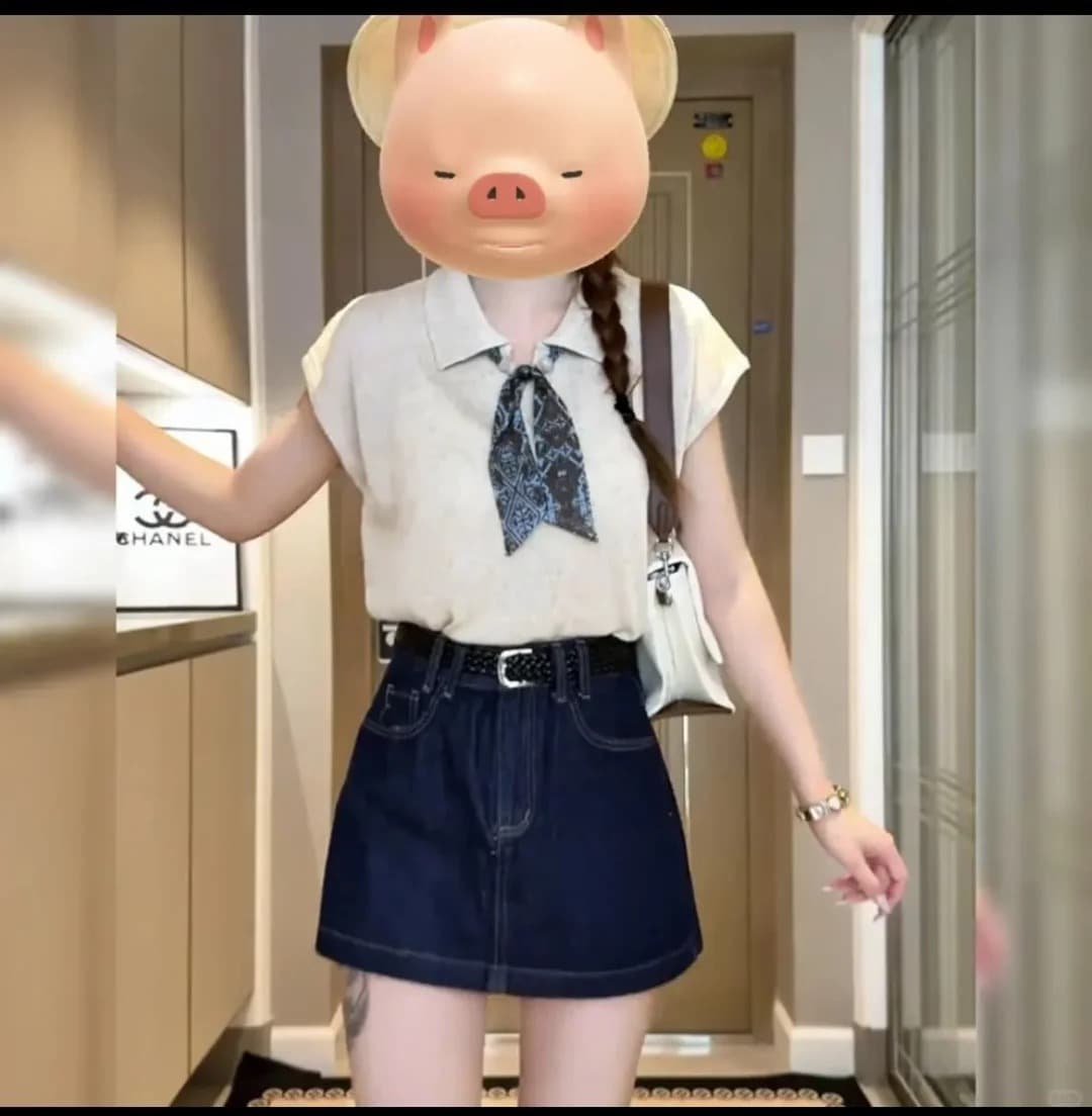 오래된 돈 바람 POLO 칼라 스카프 반팔 니트 스웨터 여성 초기 여름 한 부서 디자인 센스 얇은 스타일 슬림해 보이는 품격 맨위 상세 이미지 11