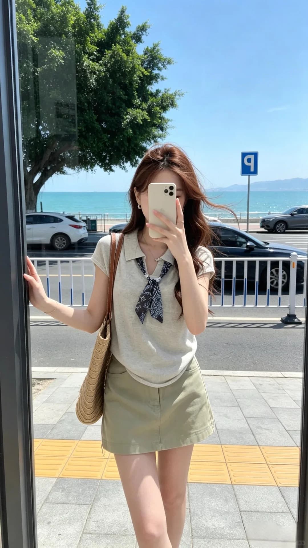 오래된 돈 바람 POLO 칼라 스카프 반팔 니트 스웨터 여성 초기 여름 한 부서 디자인 센스 얇은 스타일 슬림해 보이는 품격 맨위 상세 이미지 19