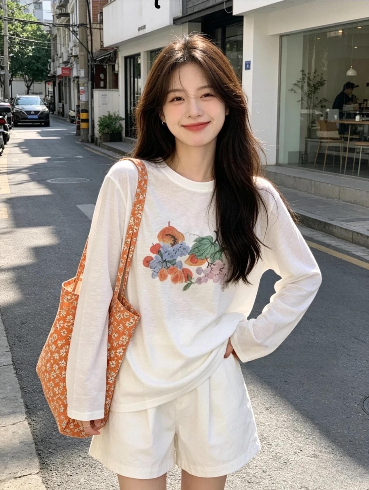 캐주얼 바람 프린트 얇은 스타일 긴팔 티셔츠 여성 여름 디자인 센스 작은 대중 루즈핏 라운드 넥 연령 감소 자외선 차단 블라우스 맨위 상세 이미지 6
