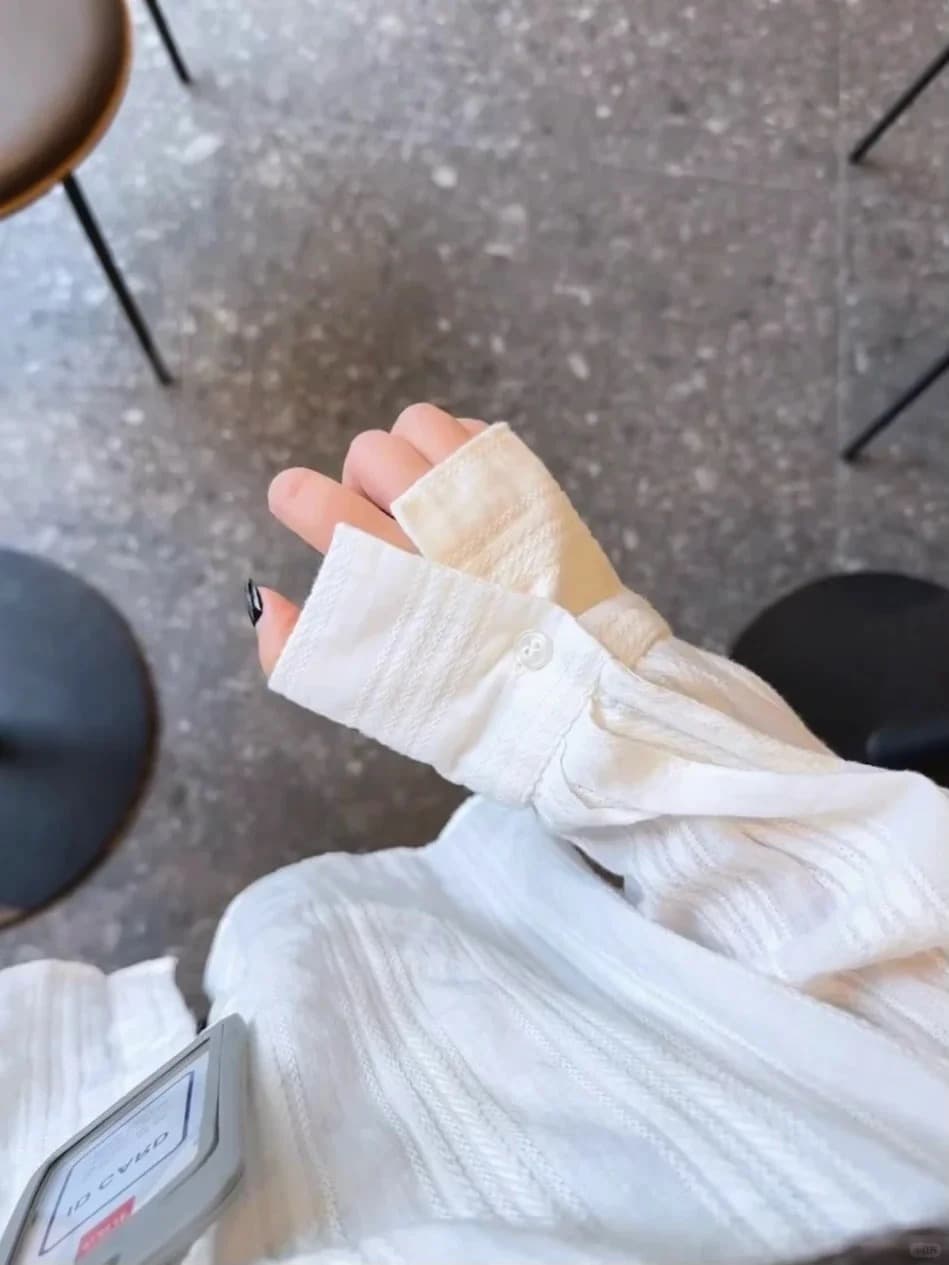 봄 출퇴근 바람 화이트 자카드 긴팔 여성 셔츠 루즈핏 고급 센스 자외선 차단 셔츠 단색 맨위 상세 이미지 18