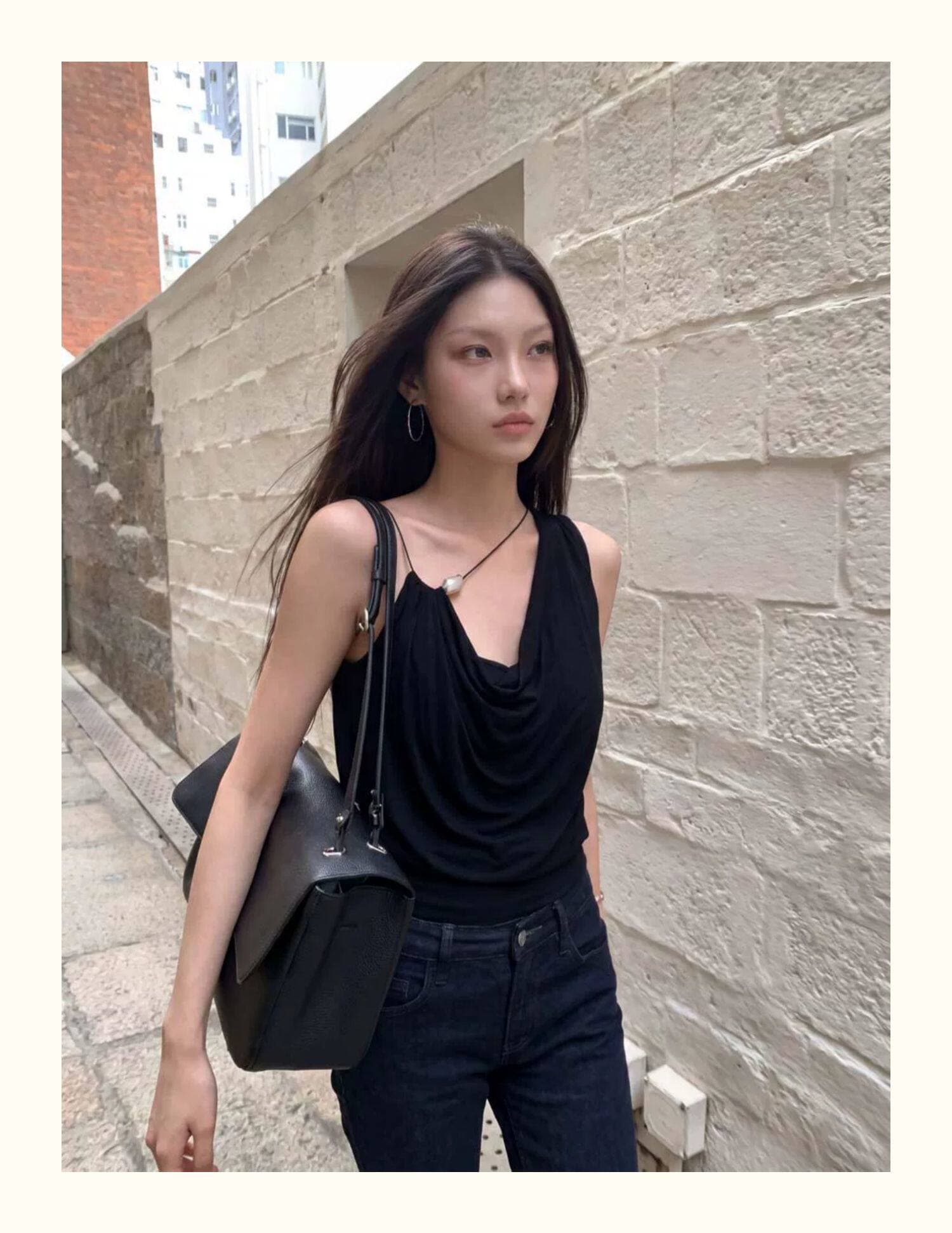 문자열 어깨끈 흔들다 칼라 캐미솔 여름 달콤한 매운맛 바람이 아닙니다. 규칙 디자인 센스 금속 장식 품격 맨위 상세 이미지 11