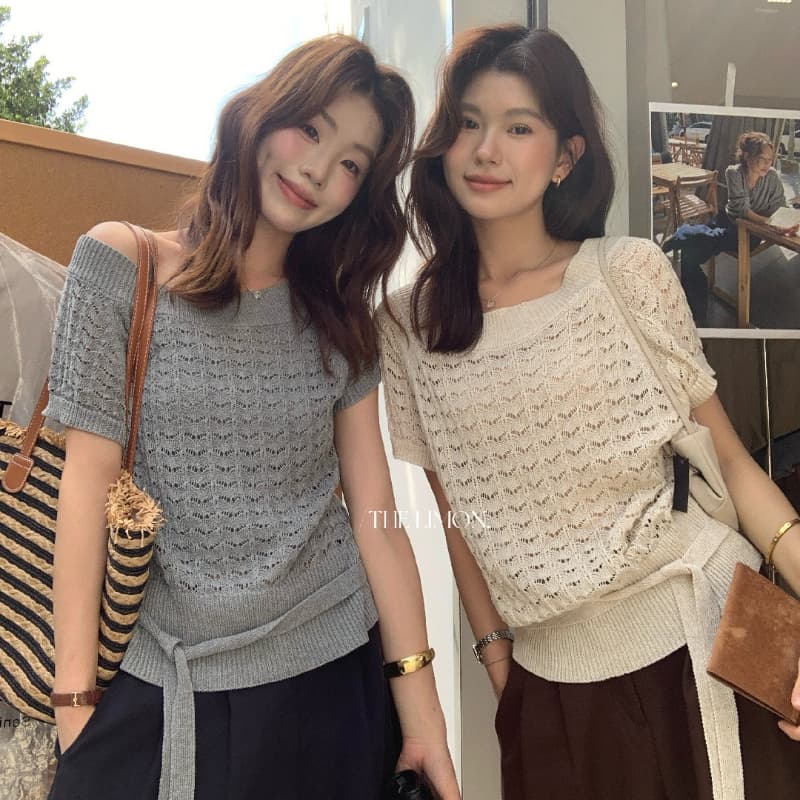 얼음 차가운 실크 워시 물 한 부서 홀로우 아웃 디자인 센스 허리 수축 품격 오래된 돈 바람 니트 스웨터 다용도 몸매 가꾸기 맨위