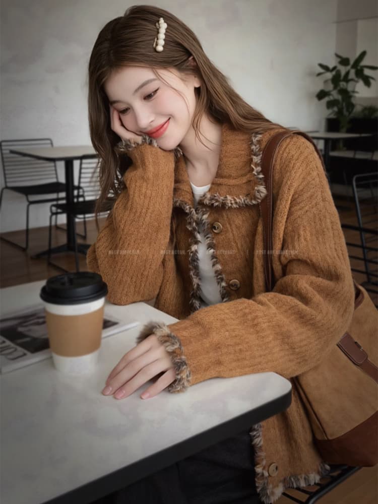 2026 새로운 레트로 낭만주의 서클 양모 원사 수공 거친 가장자리 느긋한 스웨터 여자 이미지 5