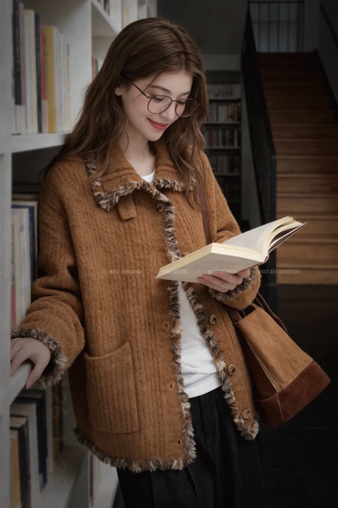 2026 새로운 레트로 낭만주의 서클 양모 원사 수공 거친 가장자리 느긋한 스웨터 여자 이미지 7