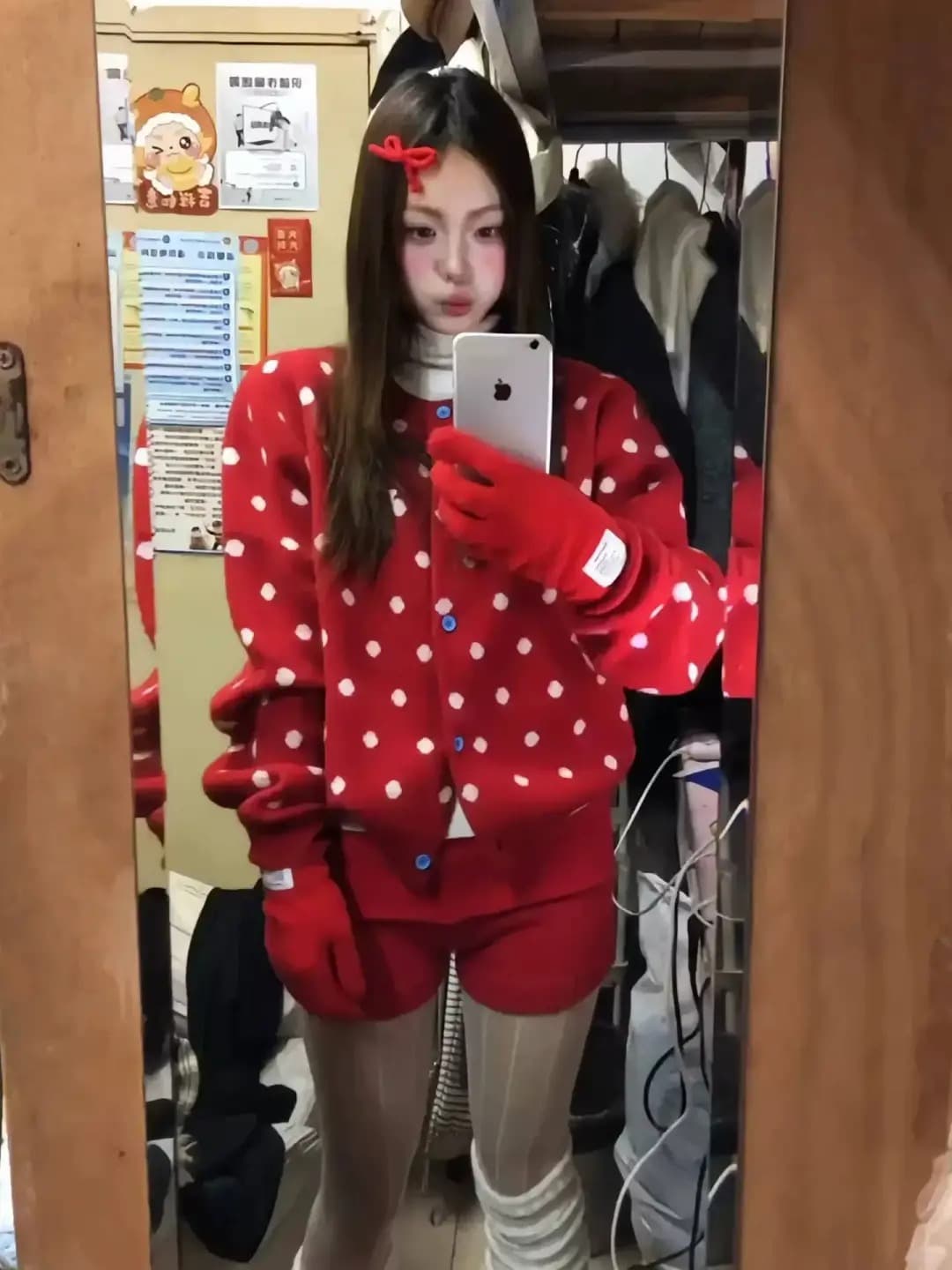 아메리칸 레트로 도트 무늬 오픈 가디건 파란색 스웨터 여성 코트 이른 가을 쇼트 스타일 느긋한 바람 니트 스웨터 맨위 상세 이미지 36