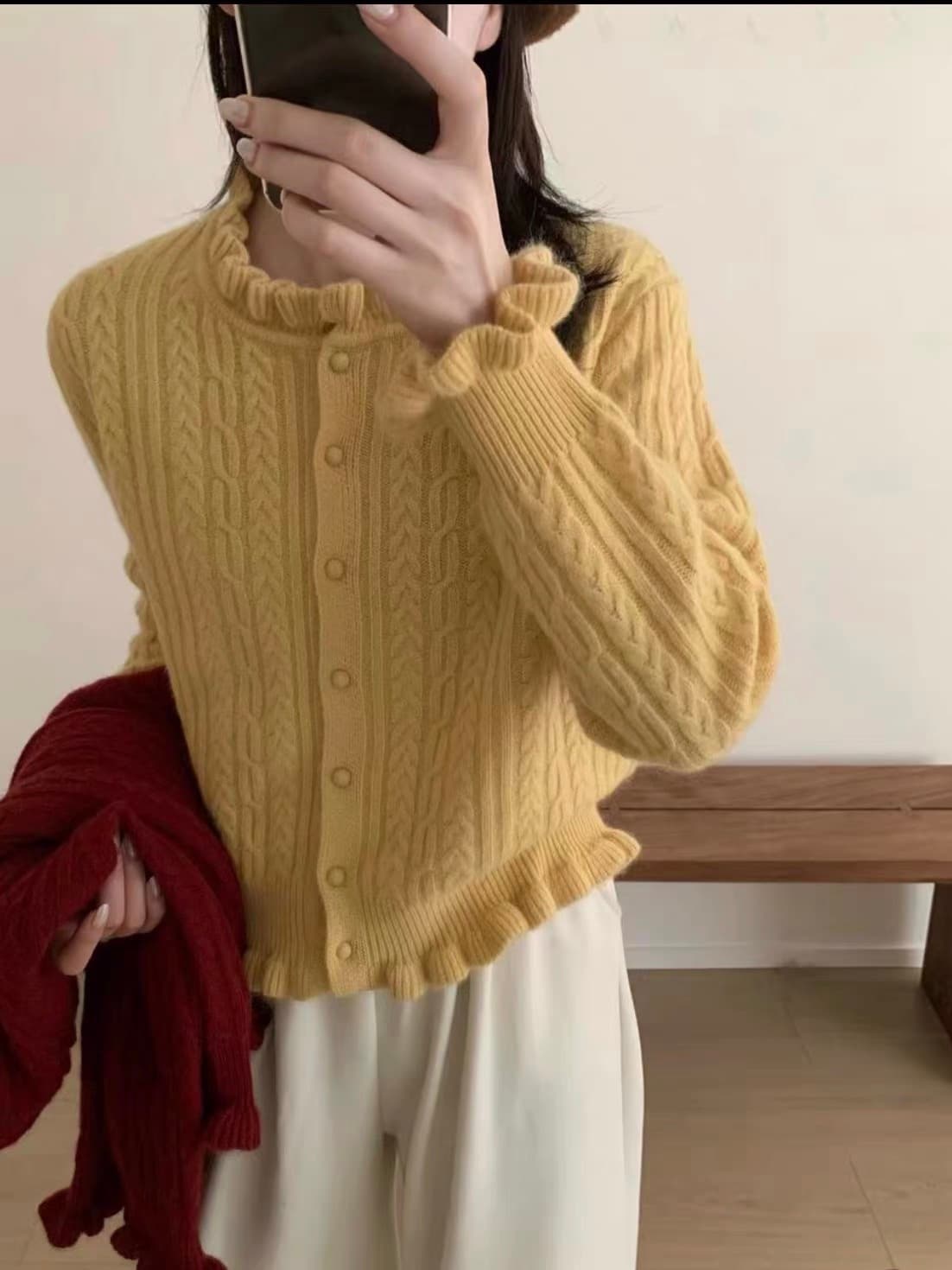 한국 스타일 봄 가을 새로운 레이스 꽈배기 라운드 넥 스웨터 여자 부드러운 찹쌀 작은 대중 슬림해 보이는 다용도 외출용 니트 오픈 가디건 상세 이미지 1