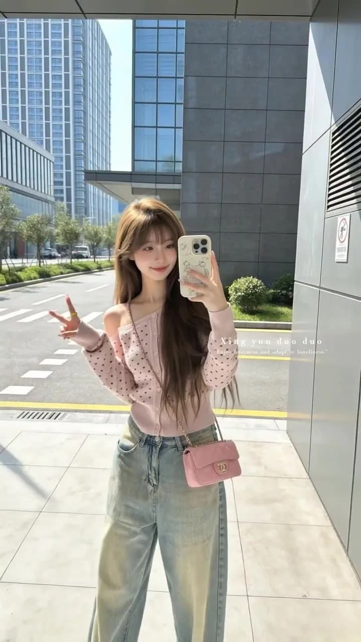 한 부서 조기 가을 분위기 센스 회색 도트 무늬 비스듬한 어깨 니트 스웨터 맨위 여성 외부 가져 가라. 오프숄더 스웨터 카디건 코트 상세 이미지 12