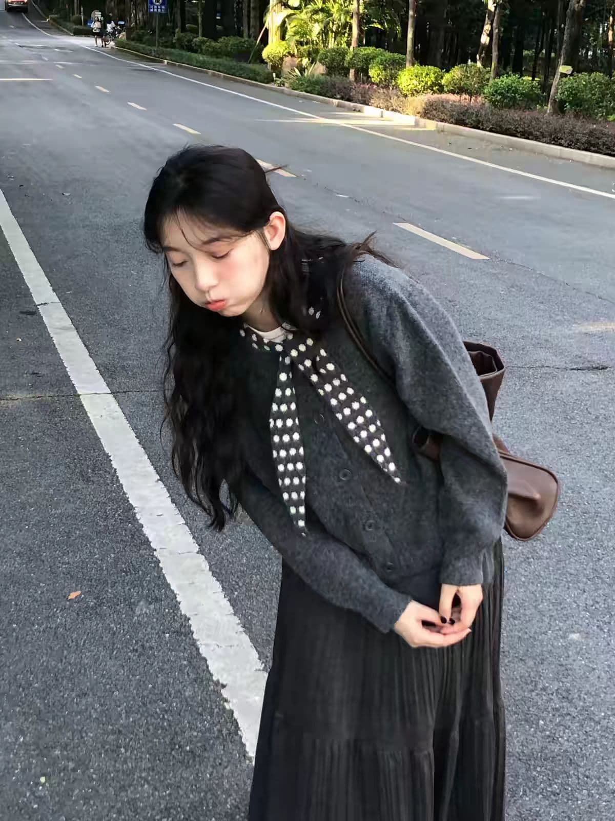 작은 샤넬 스타일 외국 가스 페이크 레이어드 도트 무늬 니트 오픈 가디건 여성 가을 겨울 아름다움 라드. 고급 센스 슈퍼 잘 생긴 스웨터 맨위 상세 이미지 5