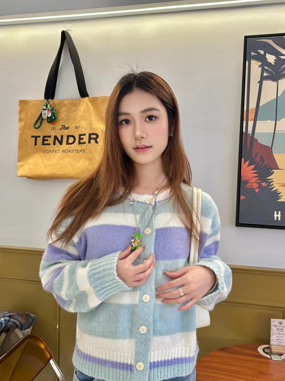 한 번 작은 짭짤한 한 부서 색상 스트라이프 쇼트 스타일 니트 오픈 가디건 여성 가을 겨울 루즈핏 스웨터 코트 맨위 겨울 상세 이미지 17