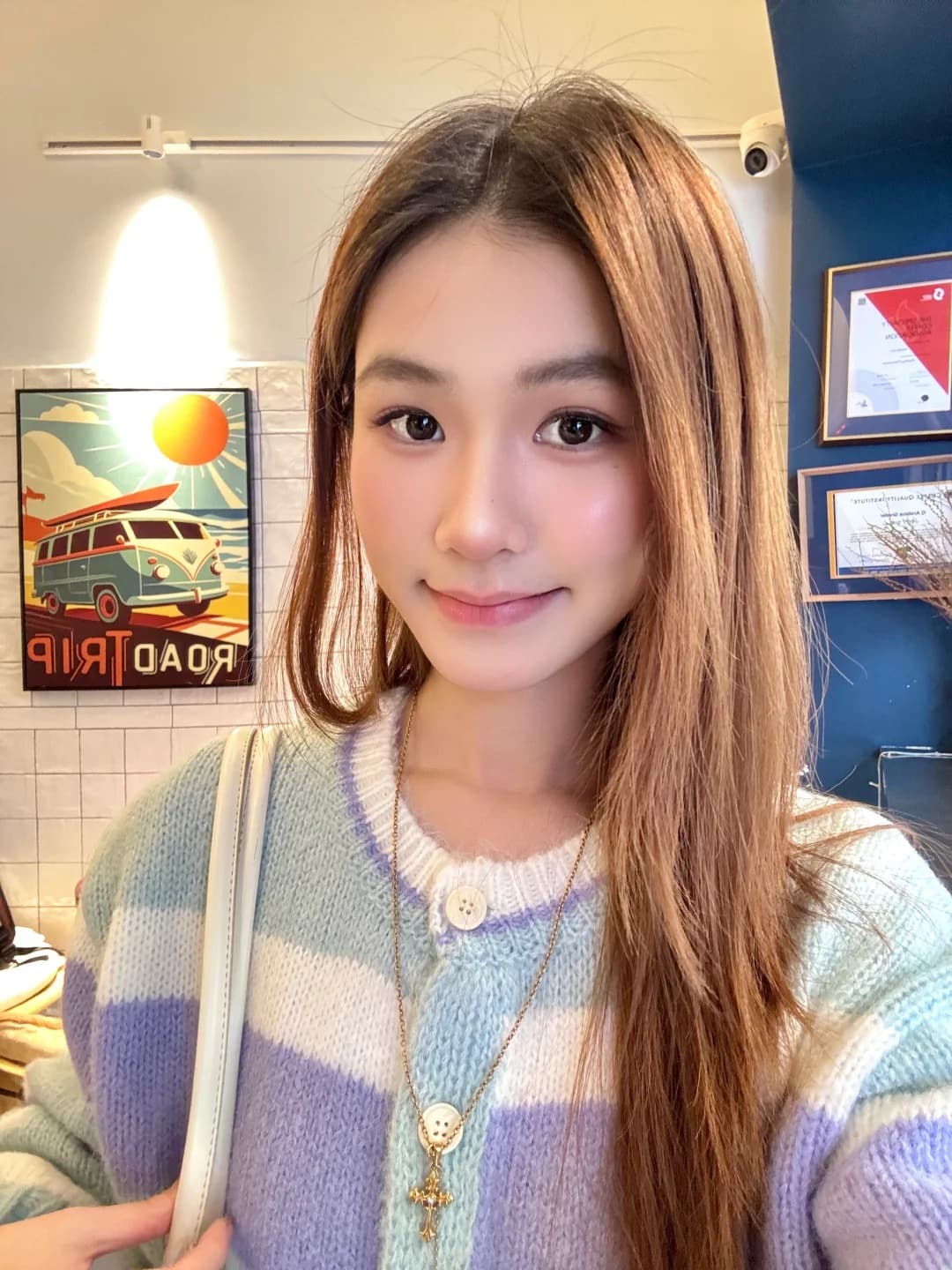 한 번 작은 짭짤한 한 부서 색상 스트라이프 쇼트 스타일 니트 오픈 가디건 여성 가을 겨울 루즈핏 스웨터 코트 맨위 겨울 상세 이미지 25