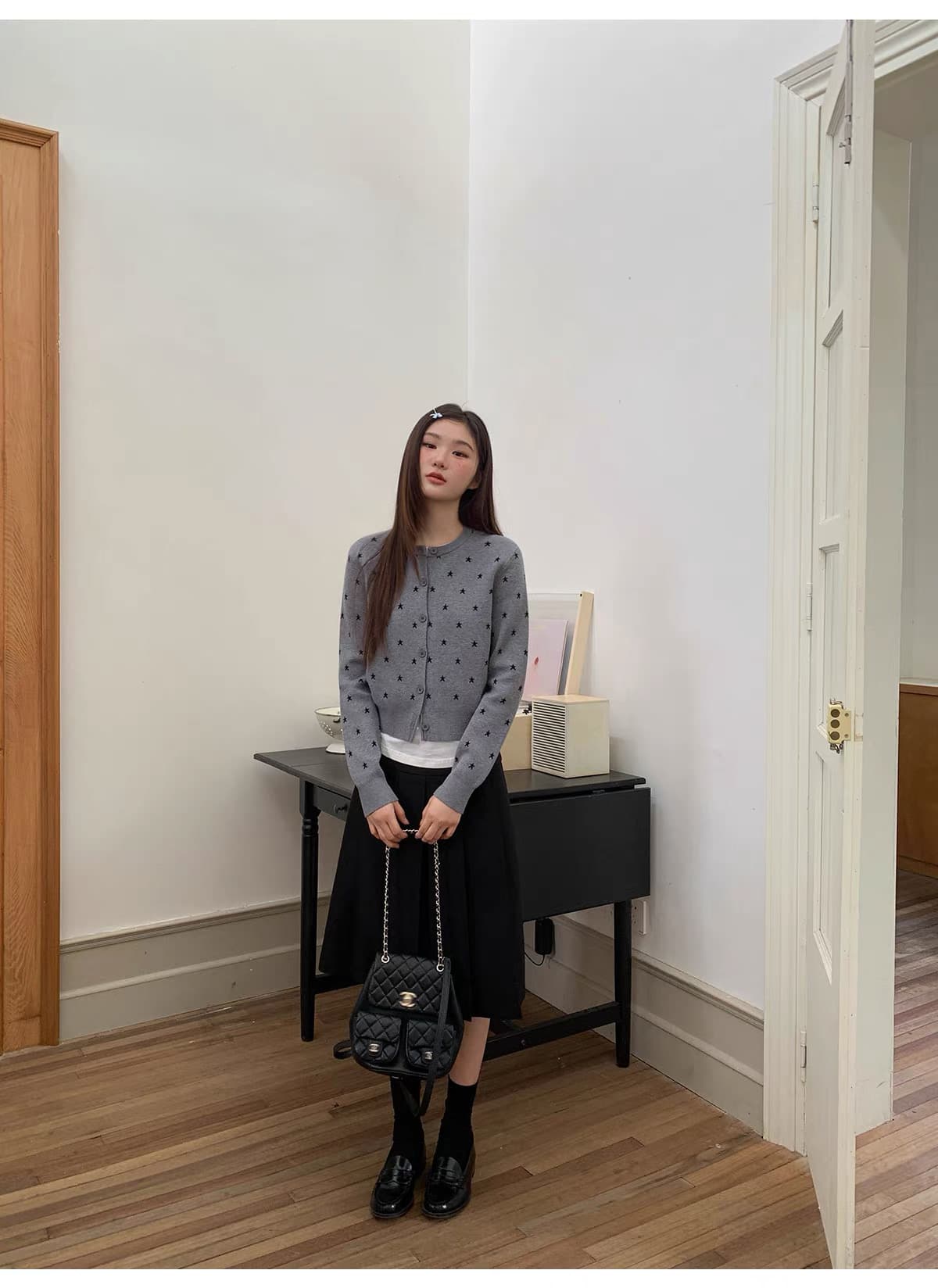 배색 별 자카드 니트 오픈 가디건 여성 봄 2026 새로운 외국 가스 연령 감소 캐주얼 맨위 상세 이미지 18