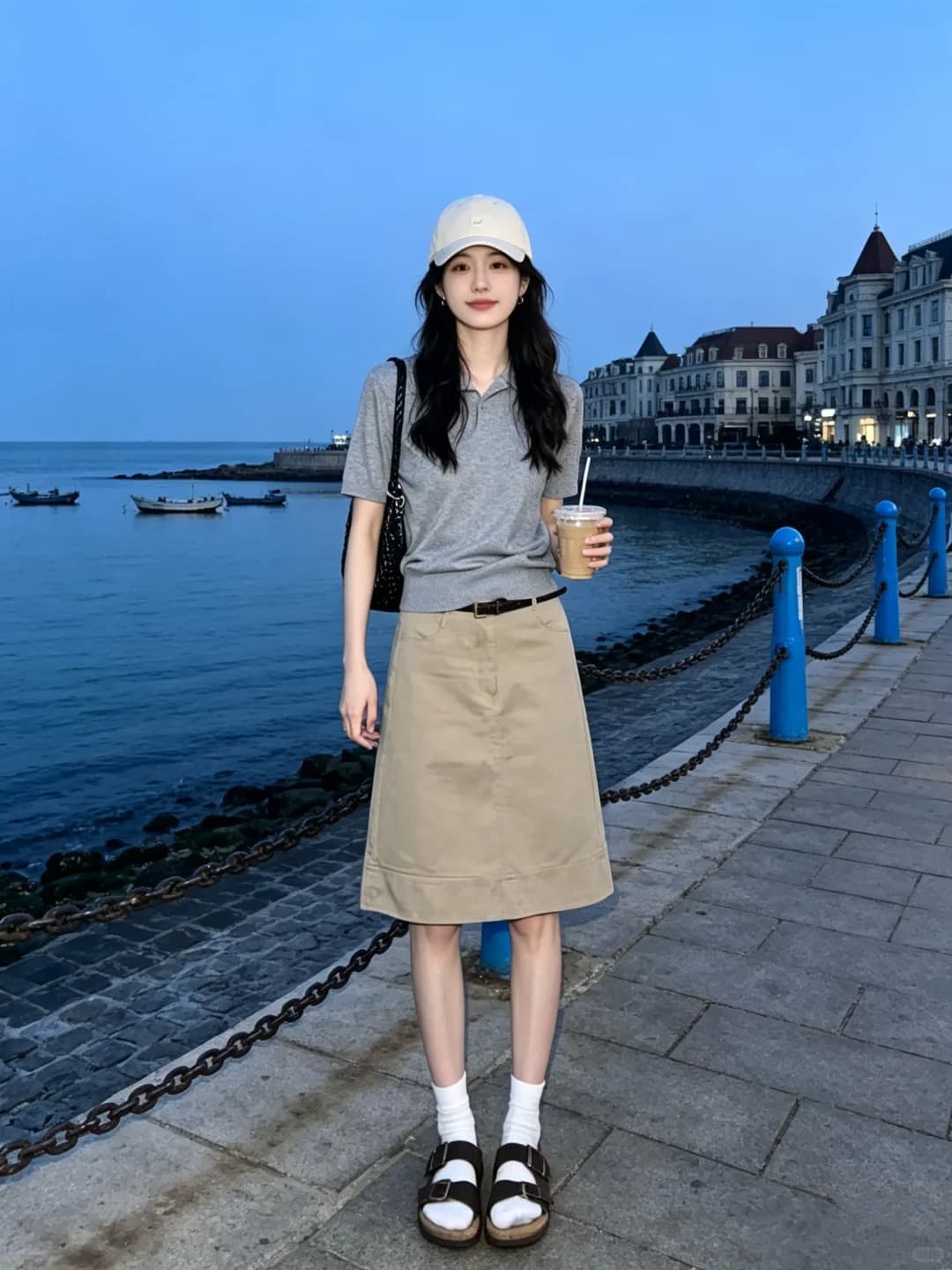 한 부서 고급 회색 폴로 칼라 반팔 POLO 셔츠 여성 여름 새로운 패션 미니멀리즘 다용도 맨위 트렌디 상세 이미지 10