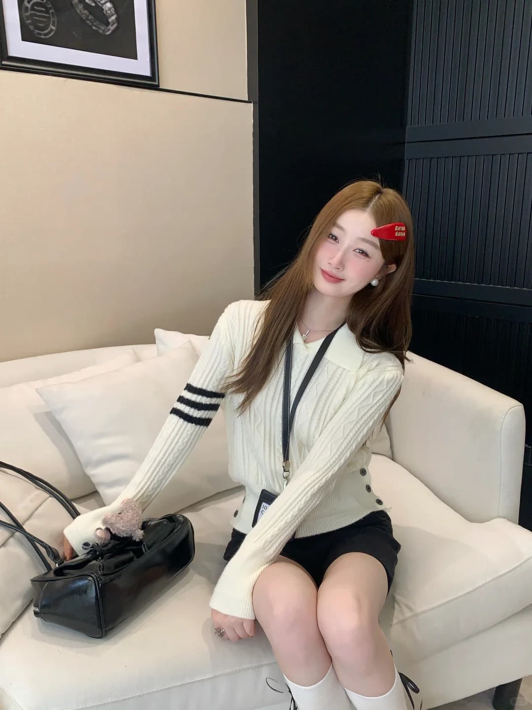 폴로 칼라 스웨터 여자 디자인 센스 작은 대중 외출용 2025 새로운 캐주얼 다용도 고급 센스 니트 맨위 상세 이미지 14