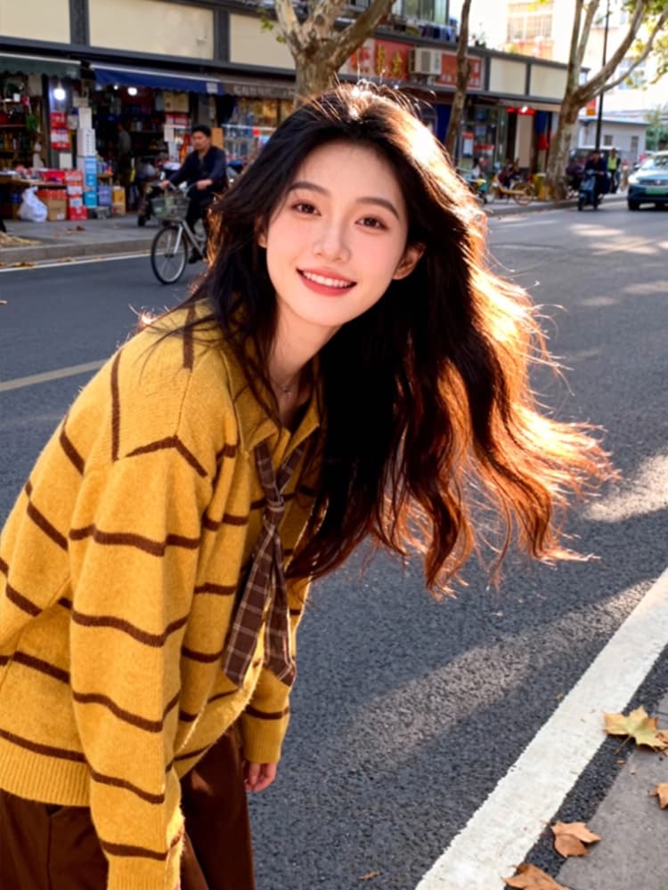 인사이드 가져 가라. 스웨터 여자 황색 두꺼운 니트 스웨터 맨위 봄 아름다움 라드. 착용 가져 가라. POLO 칼라 스웨터 상세 이미지 3