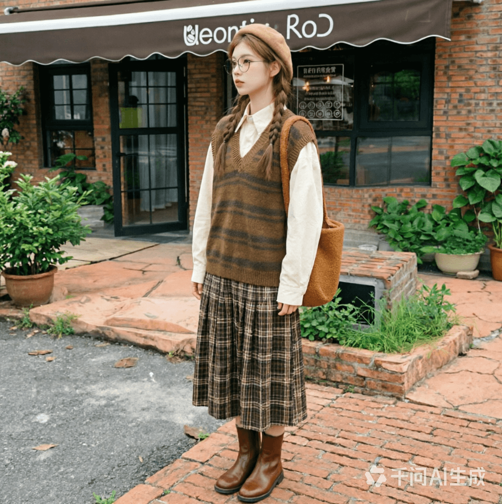 가을 겨울 학원 스타일 디자인 센스 스트라이프 스택 착용 니트 조끼 여자 어깨 다용도 스웨터 조끼 맨위 트렌디 세트 상세 이미지 1