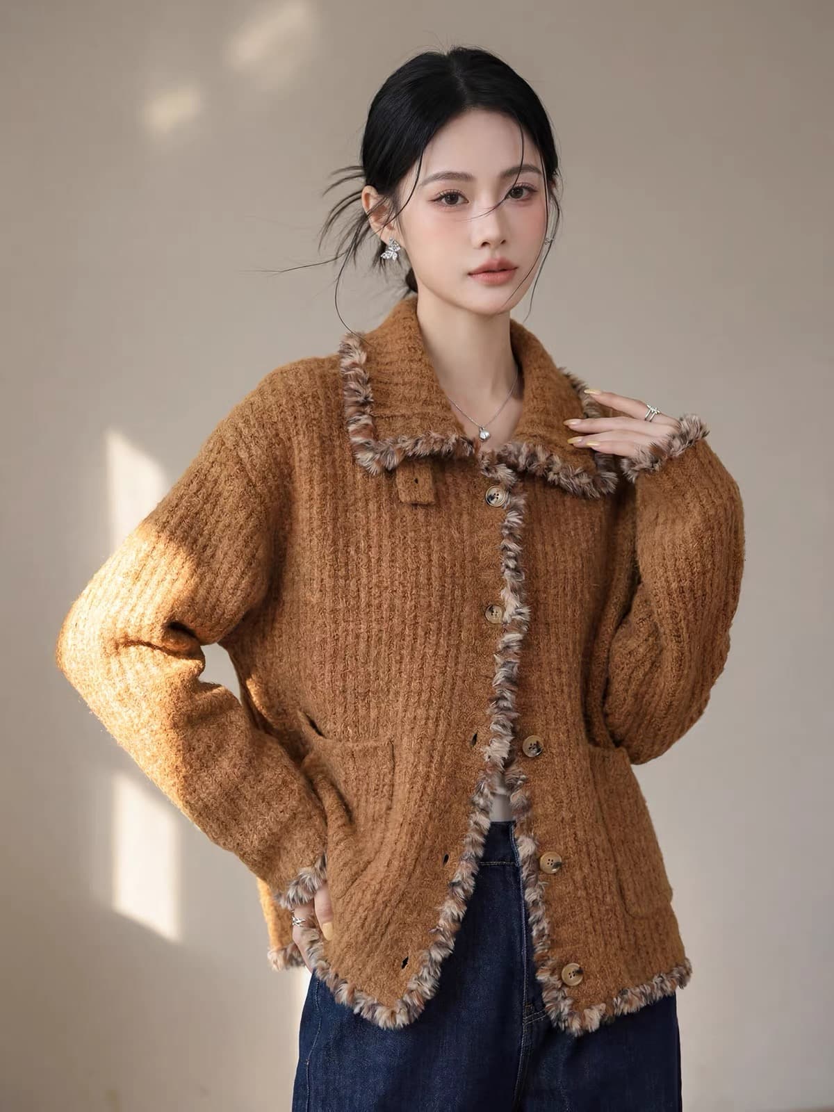 2026 새로운 레트로 낭만주의 서클 양모 원사 수공 거친 가장자리 느긋한 스웨터 여자 이미지 3
