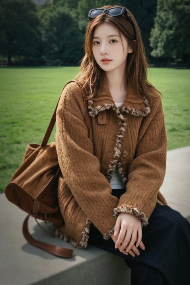 2026 새로운 레트로 낭만주의 서클 양모 원사 수공 거친 가장자리 느긋한 스웨터 여자 이미지 7